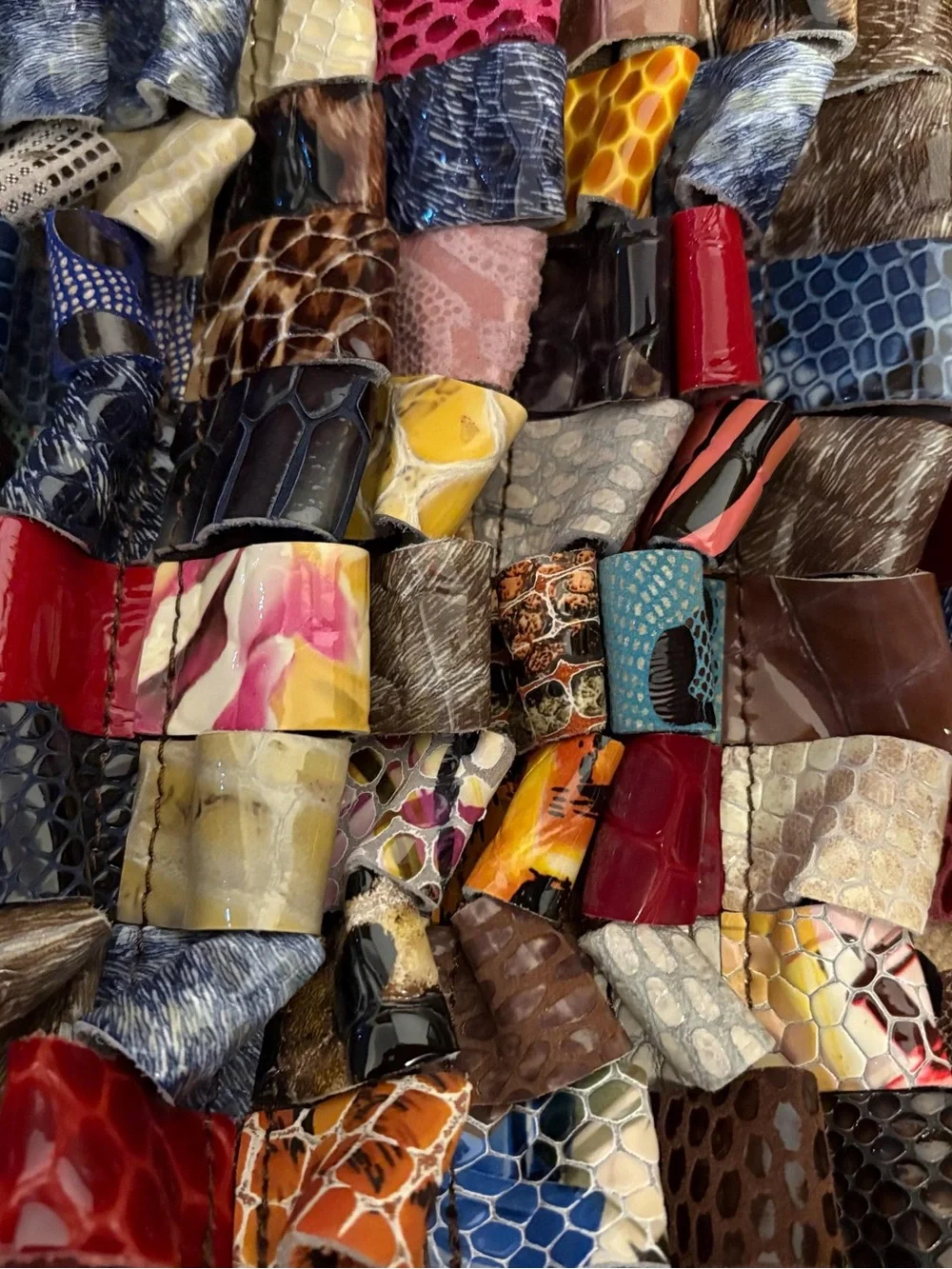 Boho Patchwork Leather Purse Artsy Festival Style Vintage Vera Pelle Leather Bag